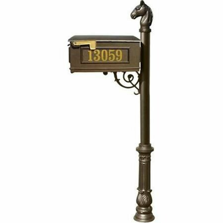 LEWISTON Mailbox Post System with Ornate Base & Horsehead Finial Bronze LMCV-701-BZ